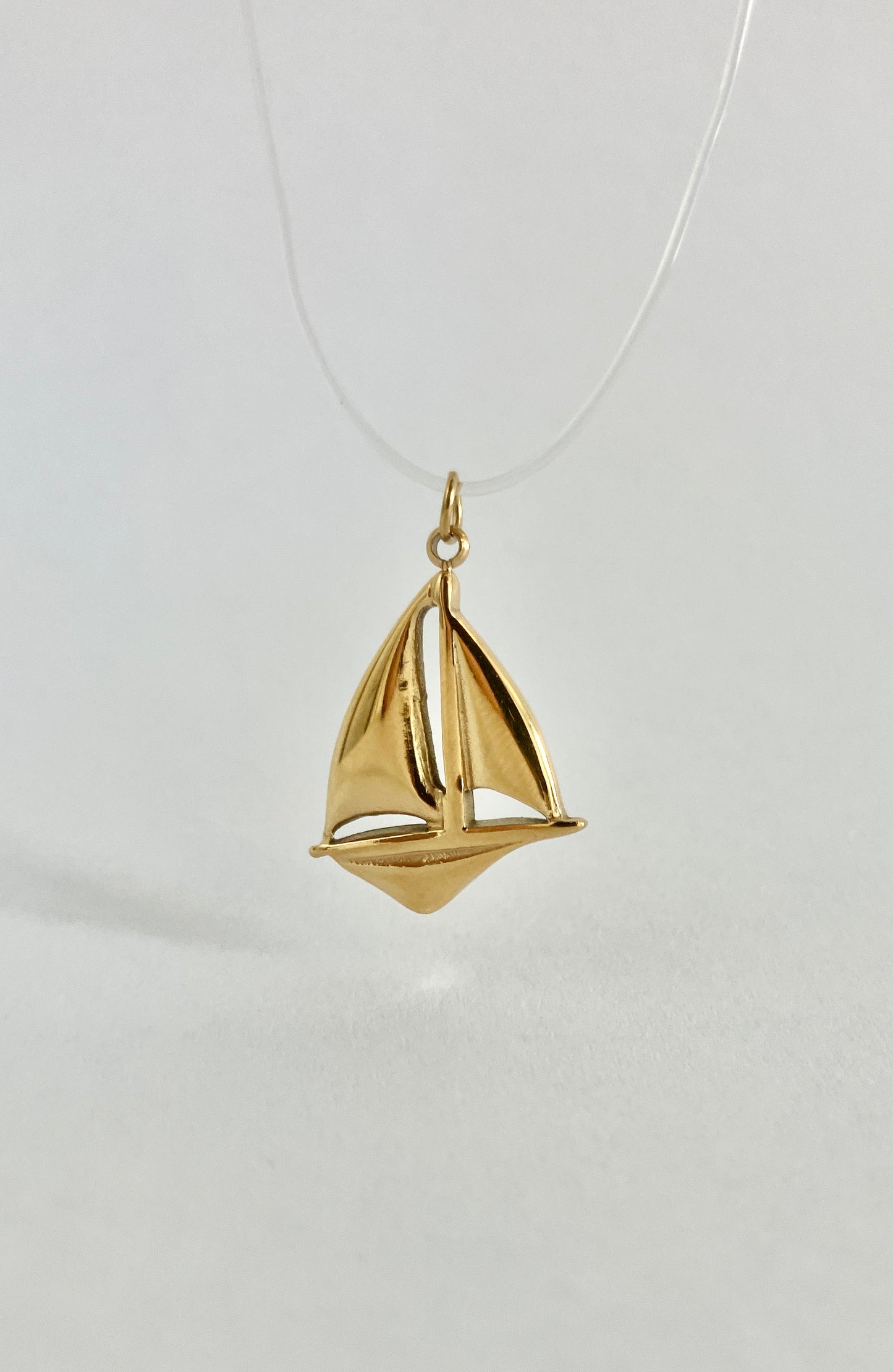 Sailboat charm waterproof 18k gold plated pvd stainless steel