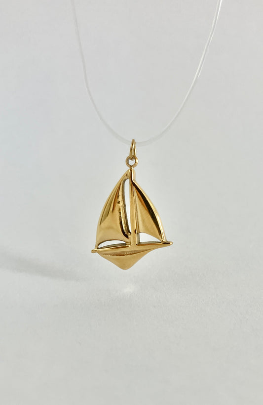 Sailboat charm waterproof 18k gold plated pvd stainless steel