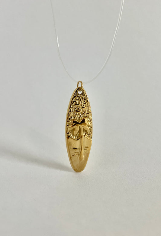 Surf board charm waterproof 18k gold plated pvd stainless steel